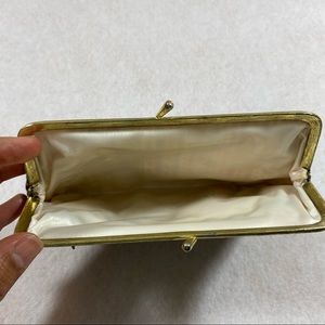 Vintage Coin Pouch Purse wallet Snap Closure Blue Cream Paisley floral